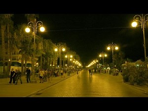 Larnaca seafront Finikoudes Avenue by night