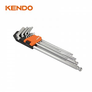 [Hot Item] Kendo 9PC Extra Long Arm Ball End Hex Key Set with Compact Holder Enables Easy Removal of Individual Keys
