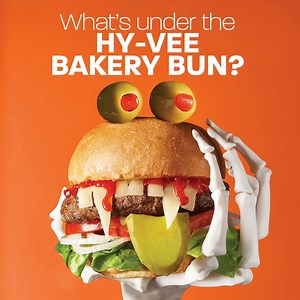 Scare away hunger with this spooky version of a classic cheeseburger! Check out this and other Halloween-themed recipes at: http://ms.spr.ly/6185TaySz! | Shakopee Hy-Vee