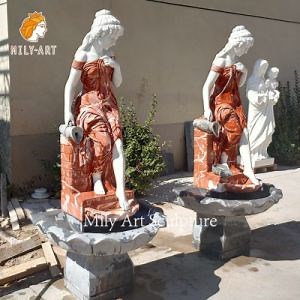 [Hot Item] Swimming Pool Outdoor Decorative Yard Travertine Marble Lady Statue Wall Hanging Fountain