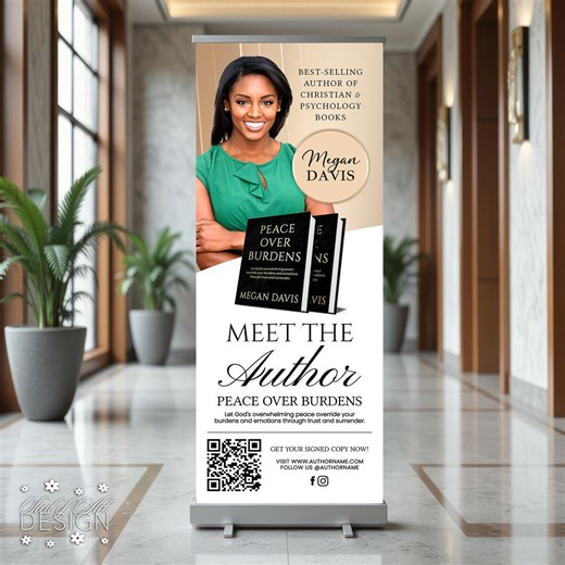 Meet the Author Retractable Banner: Neutral Book Launch Sign (CORJL Digital Download 33"x84") - Etsy