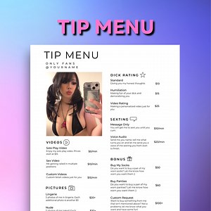 Onlyfans Tip Menu | Editable Template | Canva Template | Tip Menu Templates | Digital Download - Etsy