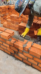Brick wall 230mm installation for wall of villa building | Chocolate