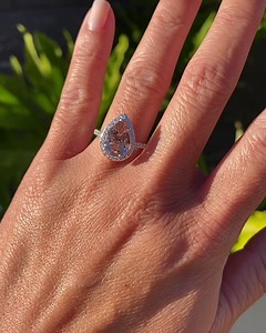 . The Sunset Pear Morganite Ring . Shown in 12x8mm . White Gold | Samnsue Jewelry Design