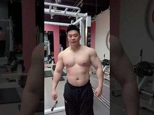 Huge Muscle Asian Chinese Bear with White Skin Train Abs