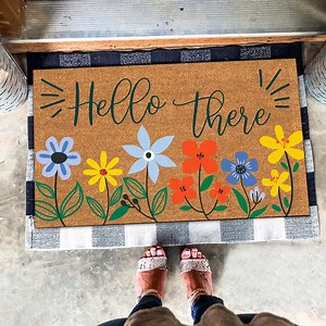 Flower Welcome Home Door Mat, Flower Door Mats, Aesthetic Flower Welcome Doormat, Hello There Mats, Floral Mat, Gift for Flower Lovers, - Etsy