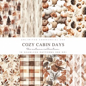 Fall Seamless Patterns, Cozy Autumn Digital Paper, Autumn Watercolor Backgrounds, Boho Neutral Scrapbook Textures, Fall Scrapbook Paper - Etsy