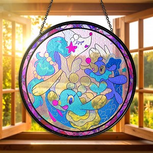 Primarina Glasmalerei Suncatcher Popplio Brionne Evolution Art Fenster hängen Gamer Geschenk Kinderzimmer Wanddekor Suncatcher - Etsy.de