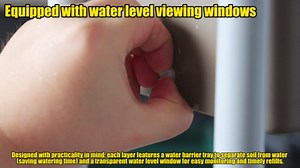 3-Tier Raised Garden Bed with Drainage Holes & Water Level Window - Rectangular Plastic Planter Stand on Wheels, 10L Soil per Pot, Outdoor Indoor for Flowers Herbs Vegetables 20"L*8"W*44"H