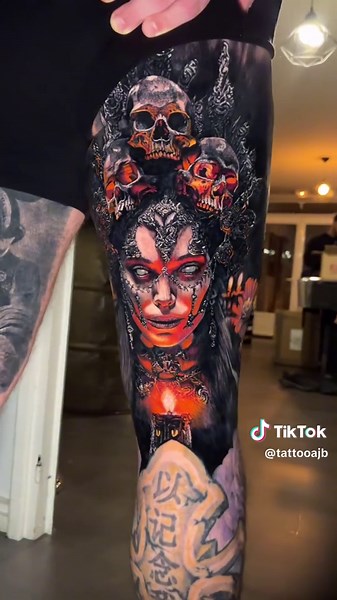 Tiger Tribal Rib Tattoo and Dragon Targaryen Ink Art by Sandry Riffard