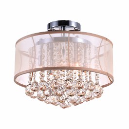 CWI Lighting Radiant 6-Light Drum Shade Flush Mount - 120V - Chrome / Transparent Gold