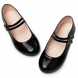 HOMEHOT Girls Dress Shoes Mary Jane Shoes for Girls Princess Ballerina Flats Back to School Shoes for Girls Party Wedding Black Big Kid 1