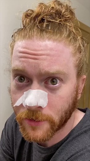 Face Strips Pt. 3 #fyp #redhead #comedy #beautyroutine #southerncharm #holycrud #loveyall #biore #porestrip #ouch #cryin