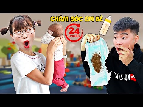 Hà Sam Thử Thách 24H Chăm Sóc Em Bé Dễ Thương Cùng Anh Gấu Đỏ