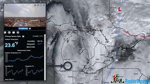 Geo Color satellite imagery reveals lake effect clouds streaming off of the Great Lakes today! Cold air flowing over the lakes in the wake of a strong cold front is creating some lake effect snow showers which have been visible on stationary Cycloneport units in the area. #MIwx | RadarOmega | Facebook