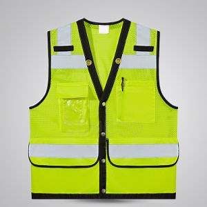 [Hot Item] High Quality Crossing Guard Mesh Hi Vis Lime Green Safety Vest Pockets and Zipper