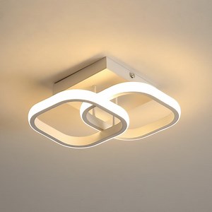 Lustra LED, Goeco, Plafoniera，Acril/Metal, Model patrate, 22 W, Lumina Calda 3000K, Alb, Pentru coridor, birou, dormitor, bucatarie，living - eMAG.ro