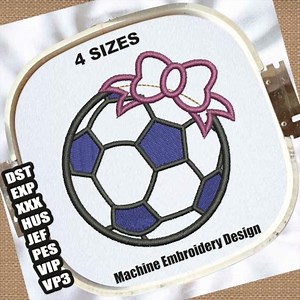 Soccer Ball Applique With Bow Machine Embroidery Designs | Football Applique Embroidery Patterns | Sports Soccer Ball Bow Embroidery Files - Etsy