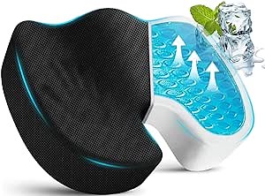 Office Chair Gel Seat Cushion - Car Seat Cushion, Non-Slip Sciatica & Back Coccyx Tailbone Pain Relief Chair Pad, Memory Foam Butt Pillow for Computer Desk,Wheelchair,Driving, Desk Accessories (Black)