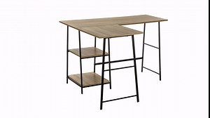 Monarch Specialties 7592 Computer Desk, Home Office, Corner, Storage Shelves, 48" Shape, Work, Laptop, Metal, Laminate, Brown, Contemporary, Modern Desk-48 Top, 42"L x 47.25"W x 30"H, Dark Taupe/Black