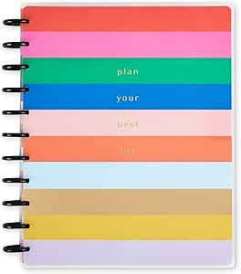 The Happy Planner Daily 18 Month Planner – July 2022 – December 2023 – Daily, Weekly & Monthly Disc-Bound Pages – Vertical Layout – Bold & Bright Theme – Big Planner 11.5” x 10.2”