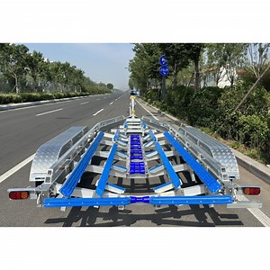 [Hot Item] 30FT Aluminum Boat Trailer Tri-Axle Poly Bunks Hydraulic Brake Customized Model