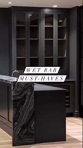 A few wet bar must-haves... ▪️A raised bar for stools ▪️Fridge drawers with an ice maker ▪️Sink & dishwasher ▪️Wine fridge for the white & bubbly ▪️A wine room with ample storage #wetbar #basementdesign #blackroom #entertainment #customhome | Veranda Estate Homes Inc.