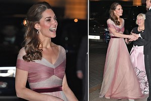 Kate Middleton dazzles in flowing pink Gucci gown as she arrives at glittering charity gala