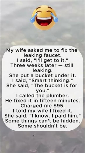 Wife Put A Bucket Under The Leaking Faucet. She Said It Was For Me.😂😂 #funny #fun #memes