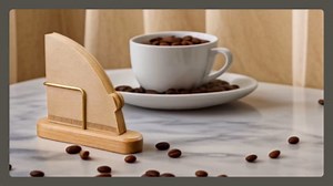 Cone Coffee Filter Holder - Storage Organizer for Size V60 #01/#02 Coffee Paper Filters, for Bar, Office Tea Room, Kitchen (Wood and Brass)