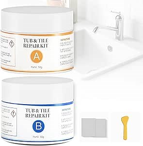 VERNY Tub Repair Kit Fiberglass Tub Repair Kit, 3.7oz Acrylic Tub Porcelain Repair Kit Tile and Shower Repair Kit, for Toilet, Sink Cracked Bathtub, Holes, Dents, Worns and Shower,Black