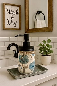 Decoupaged Mason Jar Soap Dispenser – Farmhouse Floral Decor - Etsy