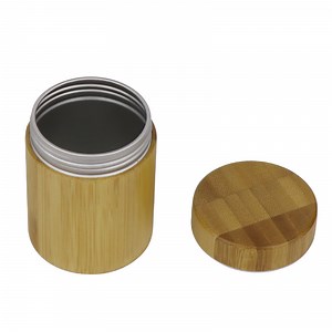 [Hot Item] Aluminium Bamboo Cosmetic Can Airtight Empty Bamboo Tin Canister