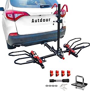 Updated Hitch Bike Rack, 2-Bike Platform Style Hitch Mount Bike Rack for Standard, Fat Tire and Electric Bicycles, Fits Cars, Trucks, SUVs, and Minivans, Folding Design, 220 lbs Capacity