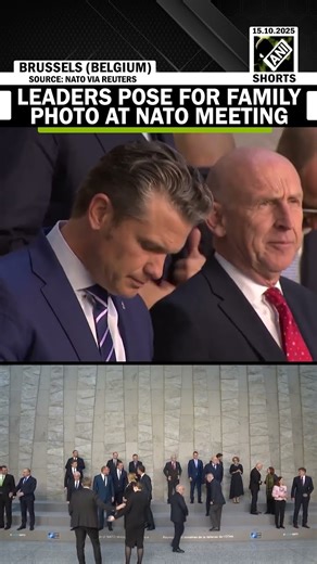 US War Secy Pete Hegseth, Mark Rutte & others pose for family photo at NATO meeting