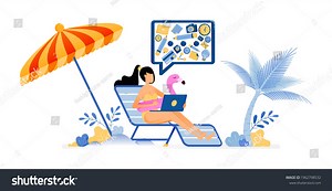 Happy Vacation Illustration Women Sunbathing On Stock Vector (Royalty Free) 1962798532 | Shutterstock
