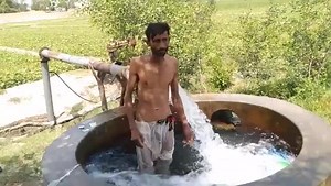 Desi villager bathing