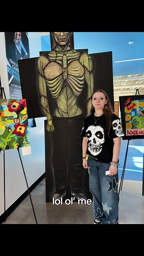 My 8’8 tall painting of Frankenstein’s monster :) #CryptCanvas #Art #HorrorArt #Frankenstein #YoungArtist