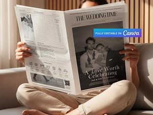 Editable Wedding Newspaper Program | Canva Template (digital Download) - Etsy Canada