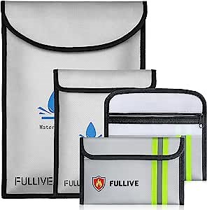 Fireproof Document Bags, 4 Pack Fireproof Safe Bags, Non-Itchy Fireproof Wallet Bag with Reflective Strips, Portable Fire Resistant Safe Cah Bags