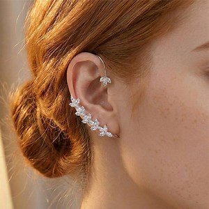 Luxury Right Left Ear Cuff, No Piercing CZ Floral Leaf Ear Wrap for Women - Etsy Australia