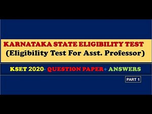 KSET 2020 Question paper + Answers - PART1|KARNATAKA STATE ELIGIBILITY TEST