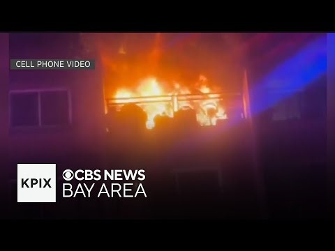 Cell phone video shows 2 trapped on balcony during Fremont apartment fire