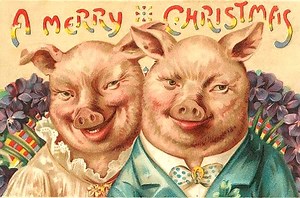 «Pakavs, mušmire un vijolītes» Ziemassvētku kartīšu dizainā