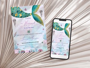 Mermaid Baby Shower Invitation: Editable Girl Invite (digital Download) - BSI101 - Etsy