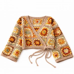 Granny Square Wrap Sweater Crochet Pattern PDF, Patchwork Cardigan, Boho Crochet Top, XS-XL - Etsy Canada