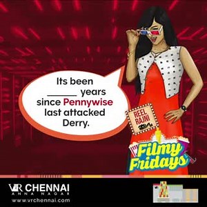 Now adults, the members of the #LosersClub reunite to take down the #evil #clown, #Pennywise, who has returned to the town of Derry with a ferocious #vendetta and an even deadlier appetite. But do you know how many years its been since the sinister #jester last attacked Derry? Share your answer in the comments below using #FilmyFriday, and stand a chance to win exciting gift vouchers from #VRChennai. Watch the grown-up members of the Loser’s Club reunite to take down Pennywise once and for all, 