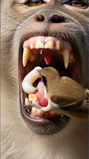 Bird doctor performed quick surgery on the monkey. #trending #ai #aivideo #short