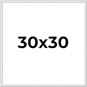 30x30 Frame White Distressed Solid Wood Picture Frame Width 0.75 Inches | Interior Frame Depth 0.5 Inches | White Distressed Photo Frame Complete with UV Acrylic, Foam Board Backing & Hanging Hardware