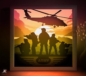 Military Army Shadow Box SVG Template, Soldiers War Papercut Lightbox Cricut SVG, 3D Layered Paper Cut Light Box DXF Papercraft - Etsy